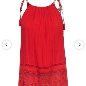 Alice and Olivia Tie Shoulder Orange Tank